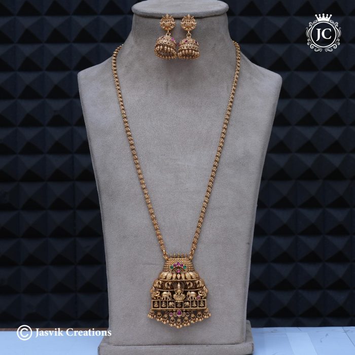 706 Matte finish Dollar Chain with go;ldem Beafs ( 30 Inch)-JCCH706 699 (4)