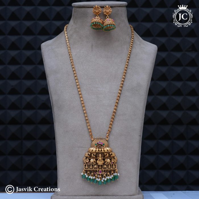 707 Matte finish Dollar Chain with Green Beafs ( 30 Inch) -JCCH707 699 (6)