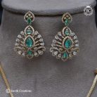 715 Victorian Turcousie blue dollar Ear Rings With Chain -JCCH715- 1550 ( 18 only) (4)