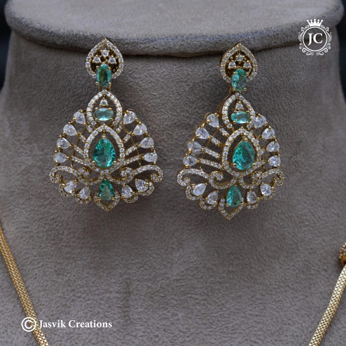 715 Victorian Turcousie blue dollar Ear Rings With Chain -JCCH715- 1550 ( 18 only) (4)