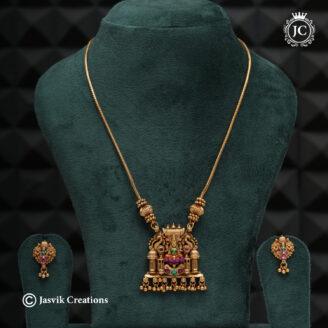 Matte Finish Lakshmi Necklace with Enamel - JCNL819