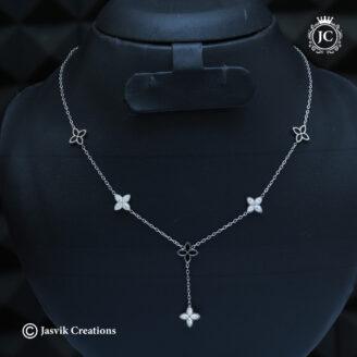 Anti Tarnish Floral Charm Lariat Necklace - JCNL831