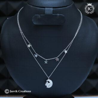 Anti Tarnish Celestial Moon and Stars Layered Necklace - JCNL835