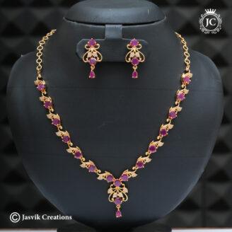 Microplated-Necklace (Ruby Stone ) - JCNL817