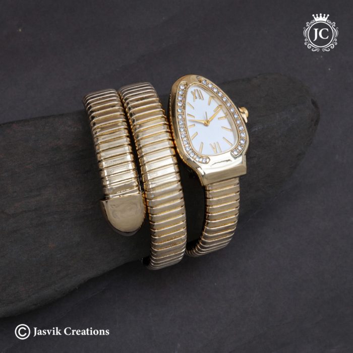 02 Luxury Gold-Plated Snake Shaped Spiral Wrap Watch -JCWH02- 399 (1)
