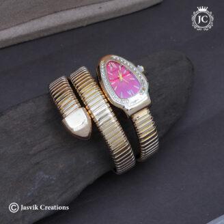 Luxury Gold-Plated Snake Shaped Spiral Wrap Watch -JCWH03