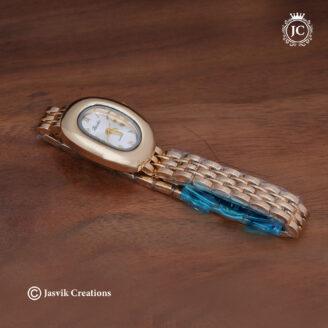 Classic Golden Oval White Dial Watch  - JCWH13