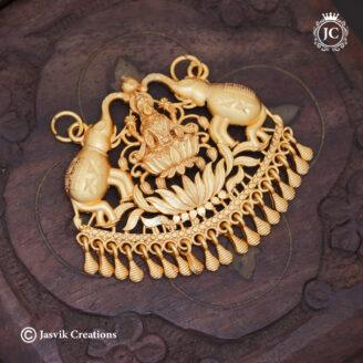 Premium Gold Forming Gajalakshmi Pendant with Twin Elephants Drops - JCPT145
