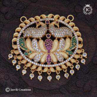 Premium Gold Forming Multi-Color Peacock Lotus Pendant  - JCPT147