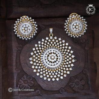 Exquisite Ganga-Jamuna Finish Rangoli CZ Pendant Set - JCPT148