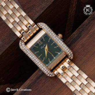 15 Elegant Rectangular Green Dial Watch (2)-JCCH15 399