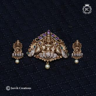 Divine Antique Nakshi Lakshmi Pendant & Earring Set - JCPT150