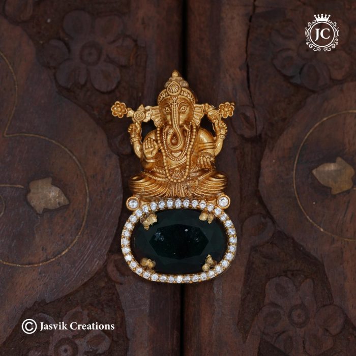 162 Vinayagar with emerald stone dollar-JCPT162- 350 (2)