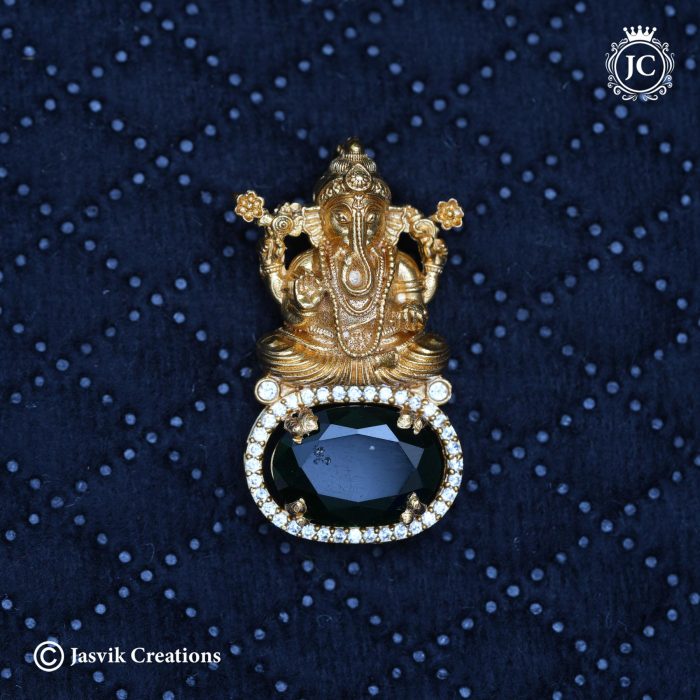 162 Vinayagar with emerald stone dollar-JCPT162- 350 (3)