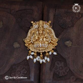 Premium  Goddess Lakshmi CZ Temple Pendant -JCPT164