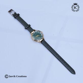 BAOKE Luxury Quartz Green Dial Watch – Vintage Roman Dial with Textured Leather Strap - JCWH18