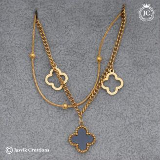 Premium Anti-Tarnish Layered Clover Bracelet – Gold Double-Chain - JCBT181