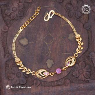 Premium Gold Forming Leaf Motif Bracelet- JCBT186