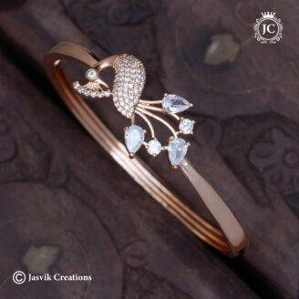Premium Rose Gold Plated Peacock Kada - JCBT189