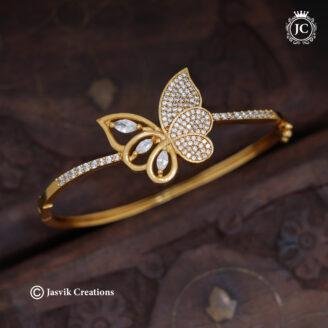 Premium Gold Butterfly CZ Kada Bracelet  - JCBT191