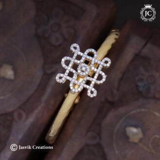 Premium G.J Finish Traditional Kolam Motif CZ Kada Bracelet - JCBT193