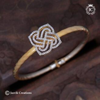 Premium G.J Finish Interlocking Swirl CZ Kada Bracelet- JCBT194