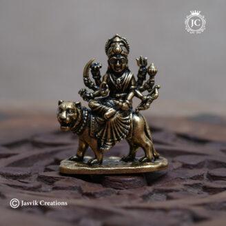 Miniature Brass-Base Black Metal Durga Maa Idol - JCVU029