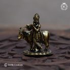 31 Brass Base Black Metal Krishnar with Komatha Mini- JCVU031 - 150 (3)