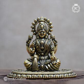 Brass-Base Black Metal Lakshmi Maa Idol - JCVU032