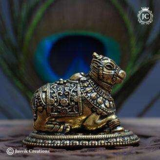 Brass-Base Black Metal Nandi Idol -  JCVU033