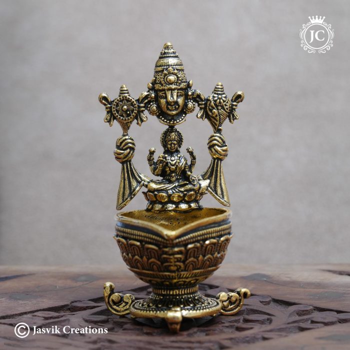 35 Brass Base Black Metal Preumal Lakshmi Villakku - JCVU035- 399 (2) 35 Brass Base Black Metal Preumal Lakshmi Villakku - JCVU035- 399 (2)