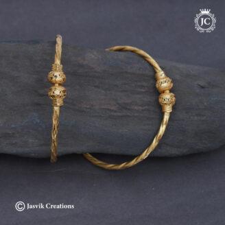 Premium Microplated Minimalist Dual-Bead Kada Bangles (Pair) - JCBN355