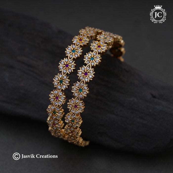 358 AD Stone Flower Bangle-JCBN358 – 750 (2)