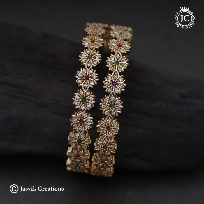 358 AD Stone Flower Bangle-JCBN358 – 750 (3)