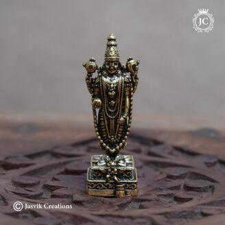 Miniature Brass-Base Black Metal Perumal (Venkateswara) Idol - JCVU036