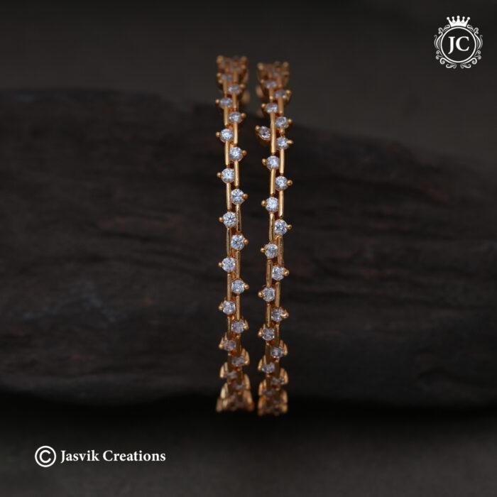 360 Diamond Look Gold Finish AD Bangle -JCBN360- 350 (3) 360 Diamond Look Gold Finish AD Bangle -JCBN360- 350 (3)