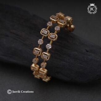 Contemporary Alternating Square & Round AD Bangle Set - JCBN362
