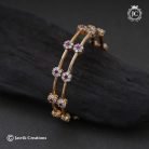 363 Gold Finish Ad Bangle Red White -JCBN363 - 399