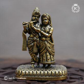 Brass-Base Black Metal Radha Krishna Idol - JCVU037