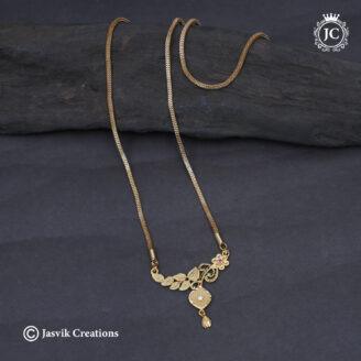 Simple Elegant Floral & Leaf Motif Gold Forming Dollar Chain (24 Inch Only)  -  JCCH720