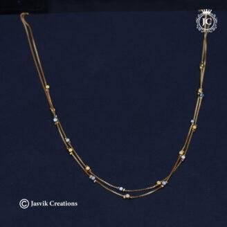 Elegant Double Line Gold Plated Short Chain with Multi-Shaped Beads - JCCH737