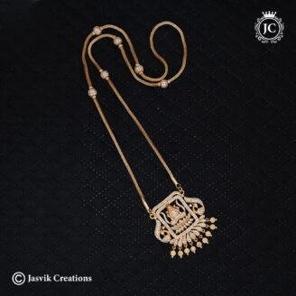 Divine Lakshmi Full White AD Dollar Pendant with Premium Ball Chain (24 Inches Only )- JCCH741