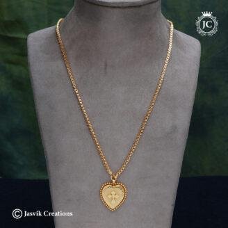 Elegant Forming Heart & Cross Pendant with Premium Box Chain - JCCH753