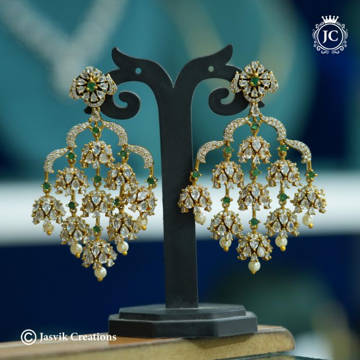 756 Royal Antique Finish Three-Layer Jhumka Earrings( Green) – JCER756 (4)