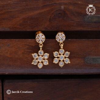 Classic White CZ Snowflake Flower Dangle Earrings -JCER773
