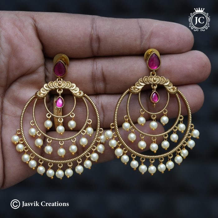 768 Premium Long Ear rings Red -JCER768 - 599 (2) 768 Premium Long Ear rings Red -JCER768 - 599 (2)