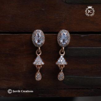 Elegant Rose Gold American Diamond Dangler Earrings - JCER772