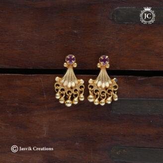 Premium Traditional Umbrella Style Kids Earrings with Ruby Accents - JCER782