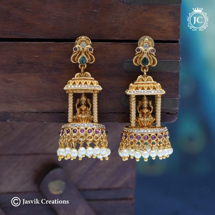 785 Premium antique kopuram jhumka--JCER785 - 450 (2)