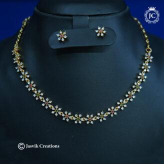Vibrant Floral Star Microplated Necklace- ( Multi ) - JCNL864